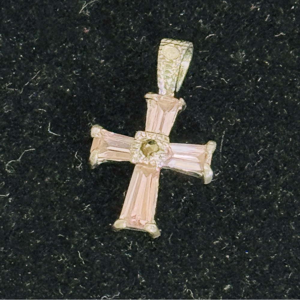 Sterling/Morganite Cross Pendant